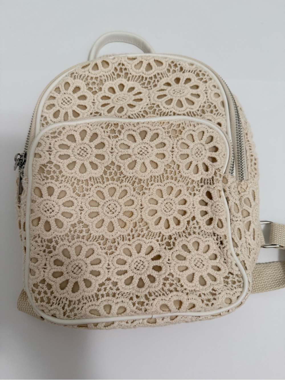 Target Artclass Cream Crochet Floral Mini Backpack